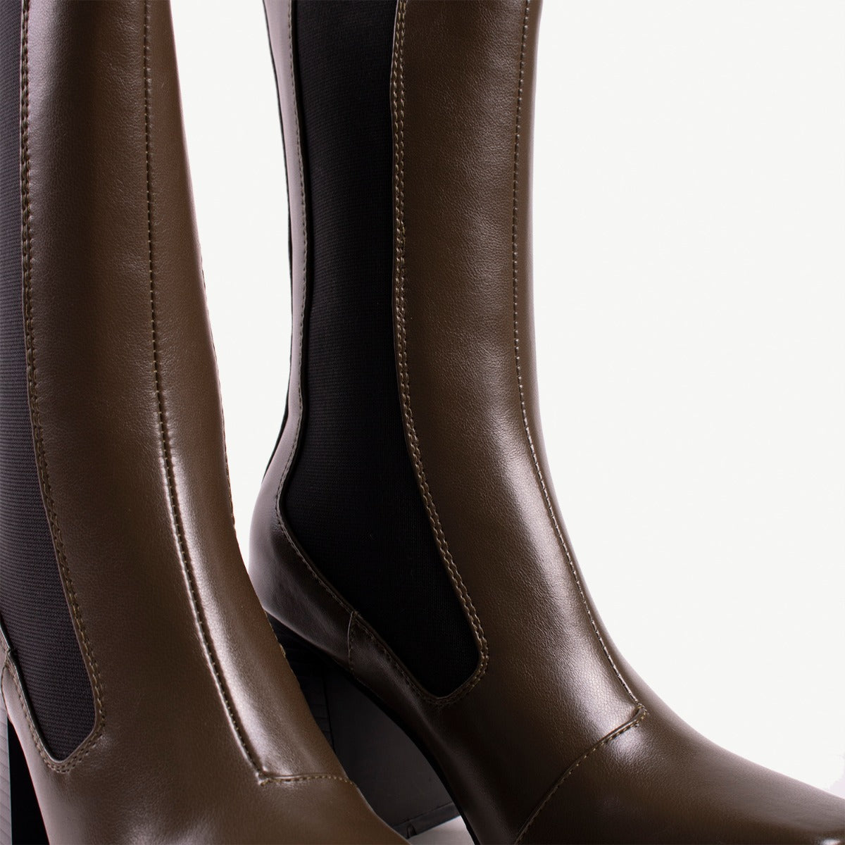 RAID React Block Heeled Boot in Khaki