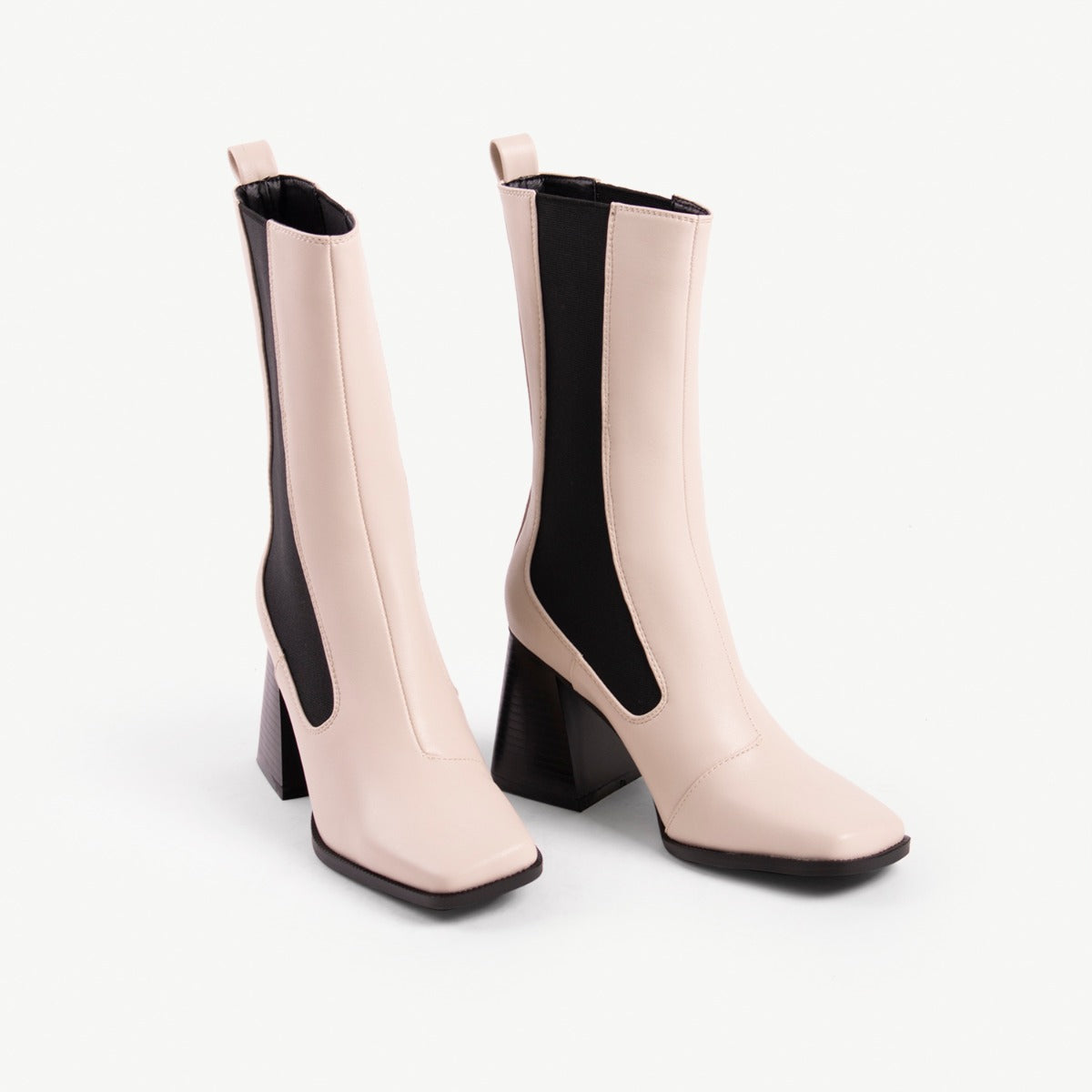 RAID React Block Heeled Boot in White