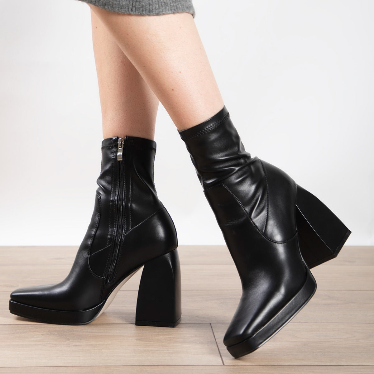 RAID Recruit Block Heeled Ankle Boot in Black