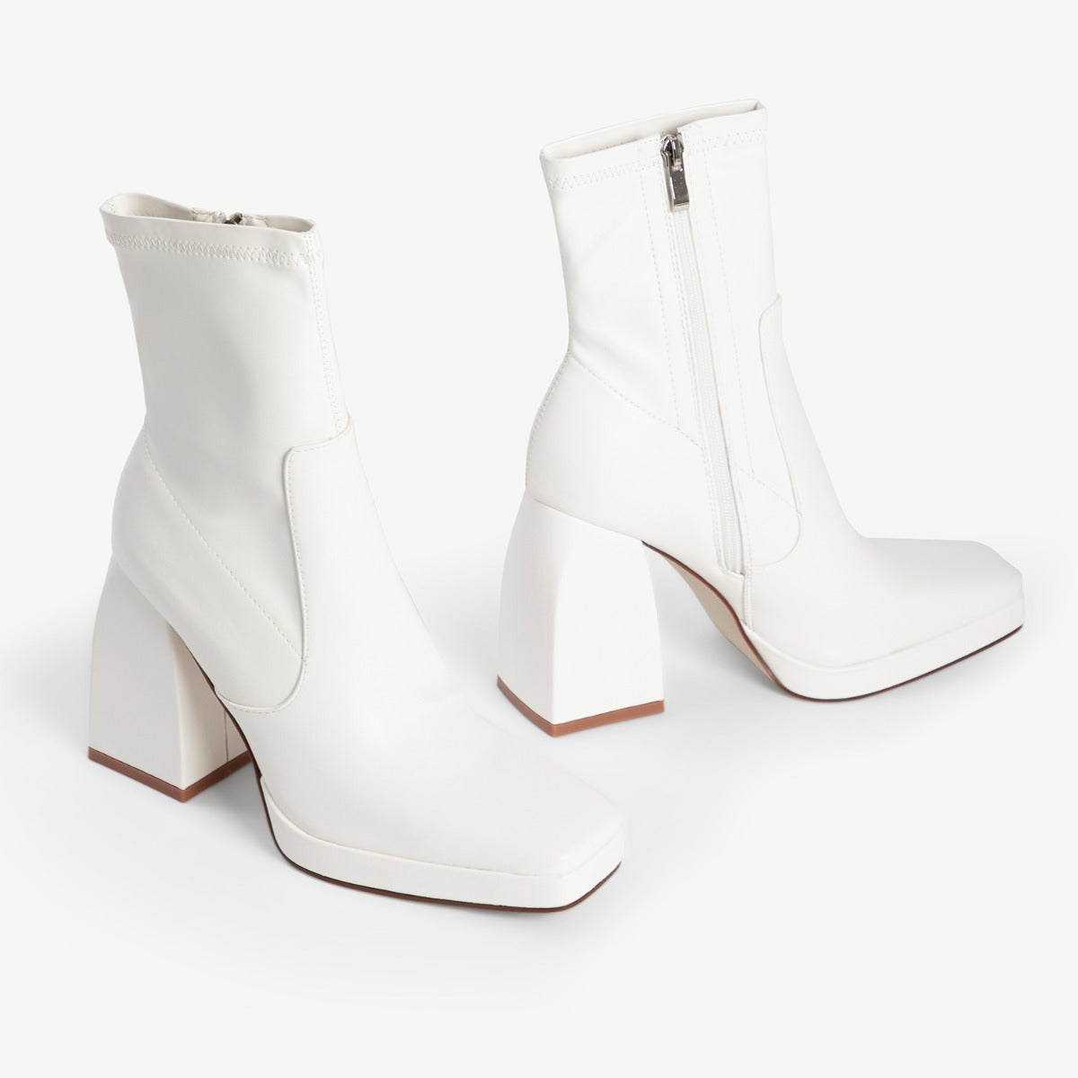 RAID Recruit Block Heeled Ankle Boot in White