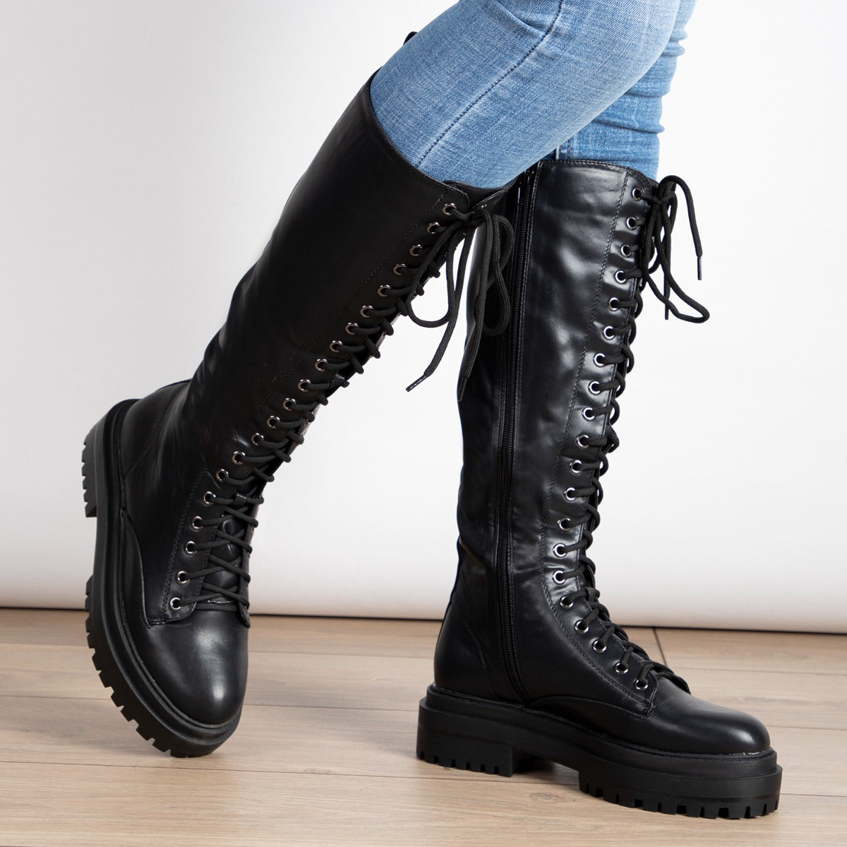 RAID Reginal Lace Up Long Boot in Black