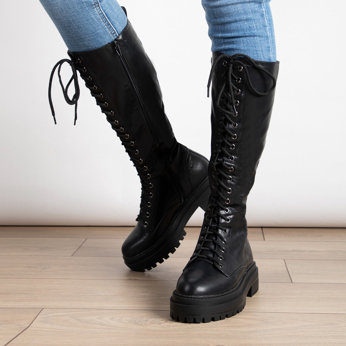 RAID Reginal Lace Up Long Boot in Black