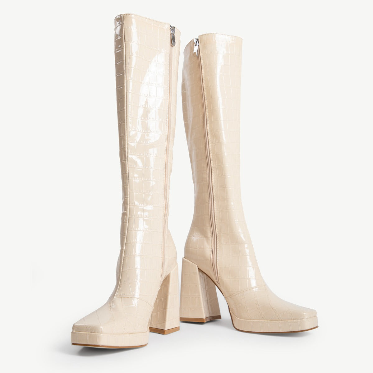 RAID Rosie Long Boot in White Croc