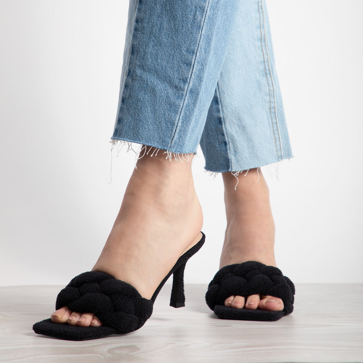 RAID Sandra Padded Mule in Black Towelling