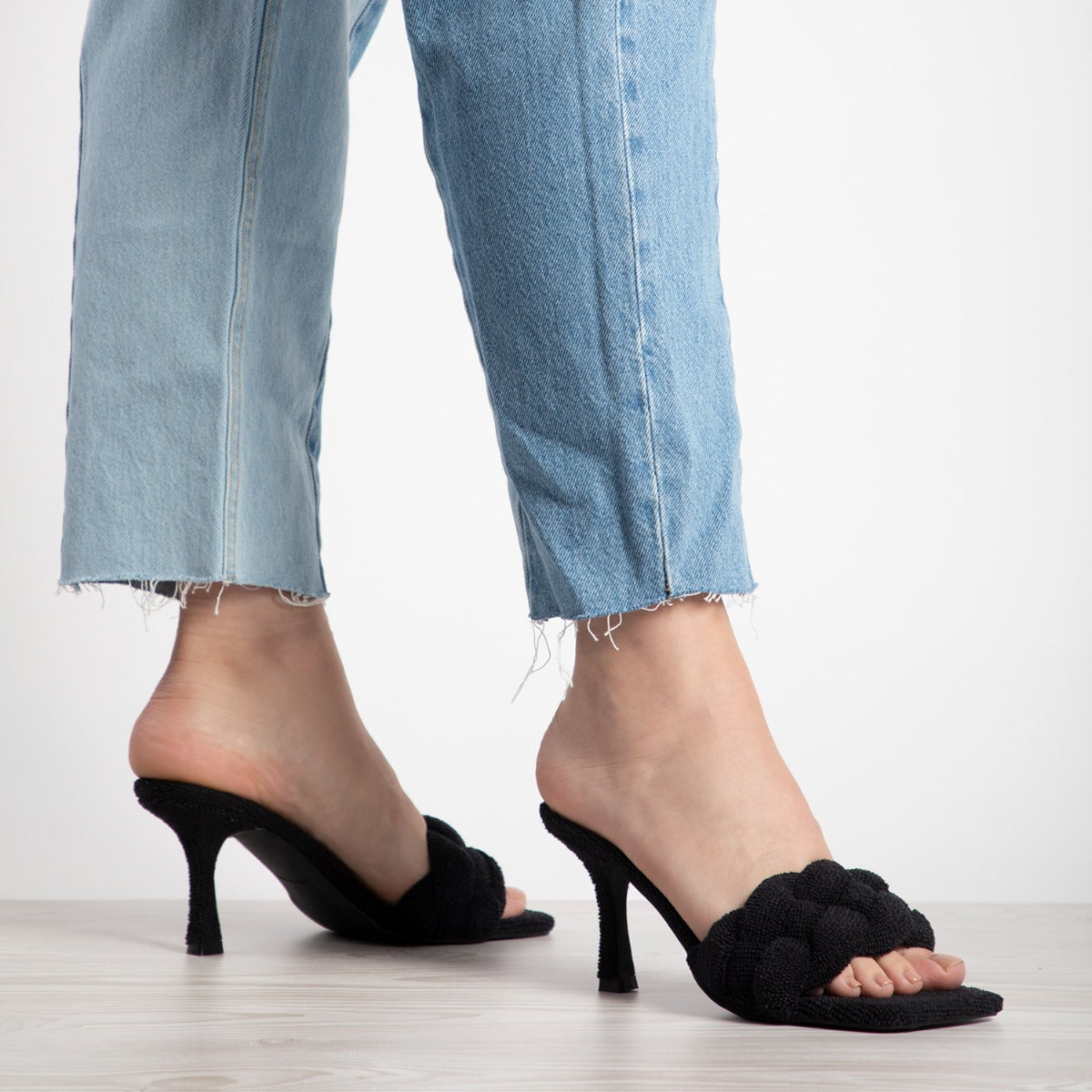 RAID Sandra Padded Mule in Black Towelling