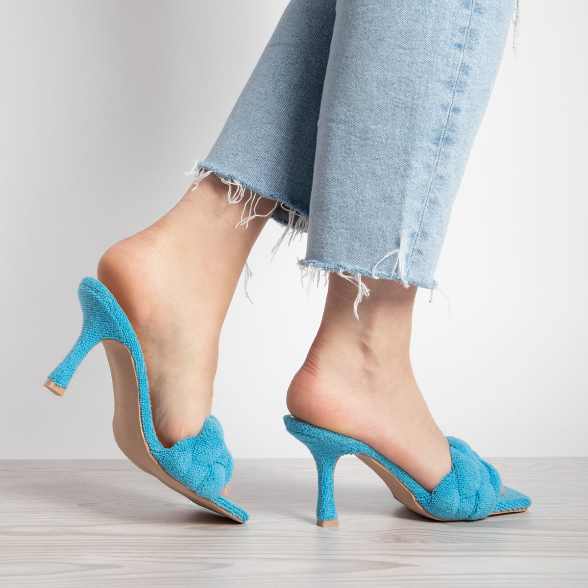 RAID Sandra Padded Mule in Blue Towelling