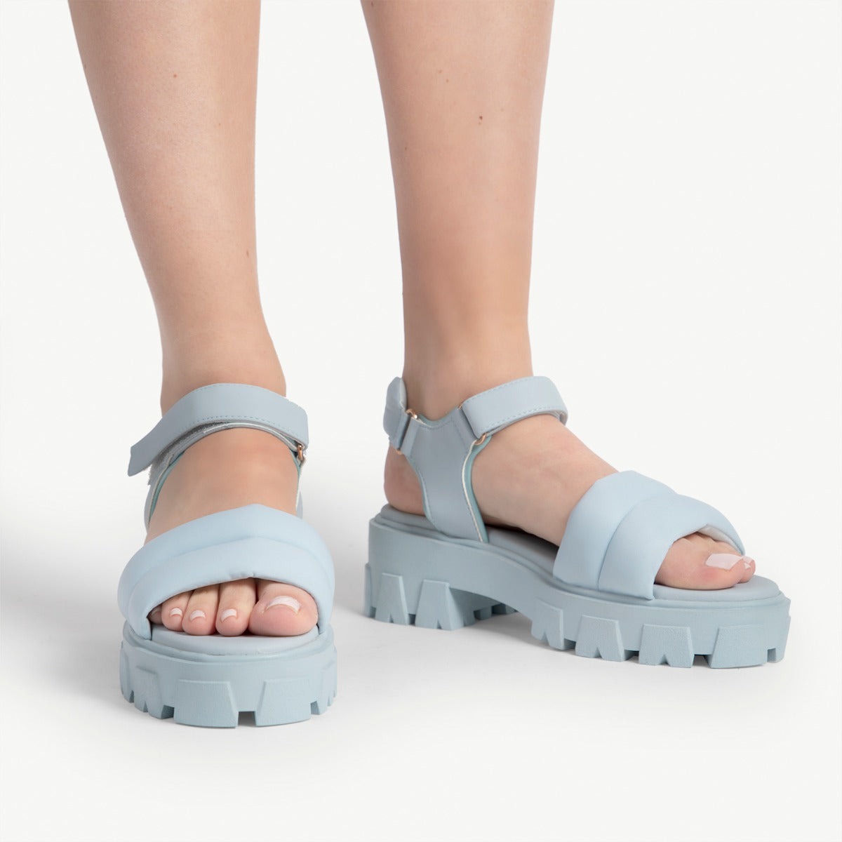 RAID Stack Chunky Sole Sandal in Aqua