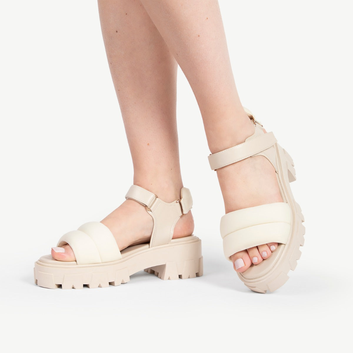 RAID Stack Chunky Sole Sandal in Stone