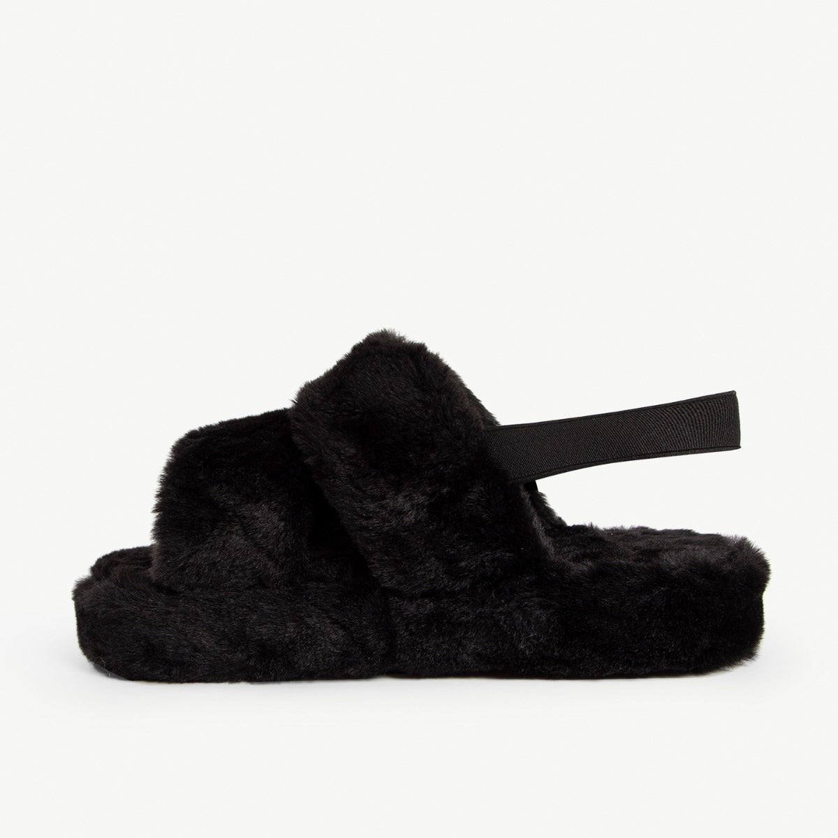 RAID Stripe Fur Slider Slipper in Black