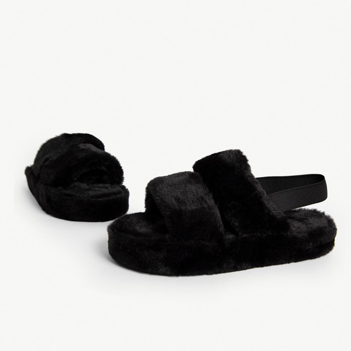 RAID Stripe Fur Slider Slipper in Black