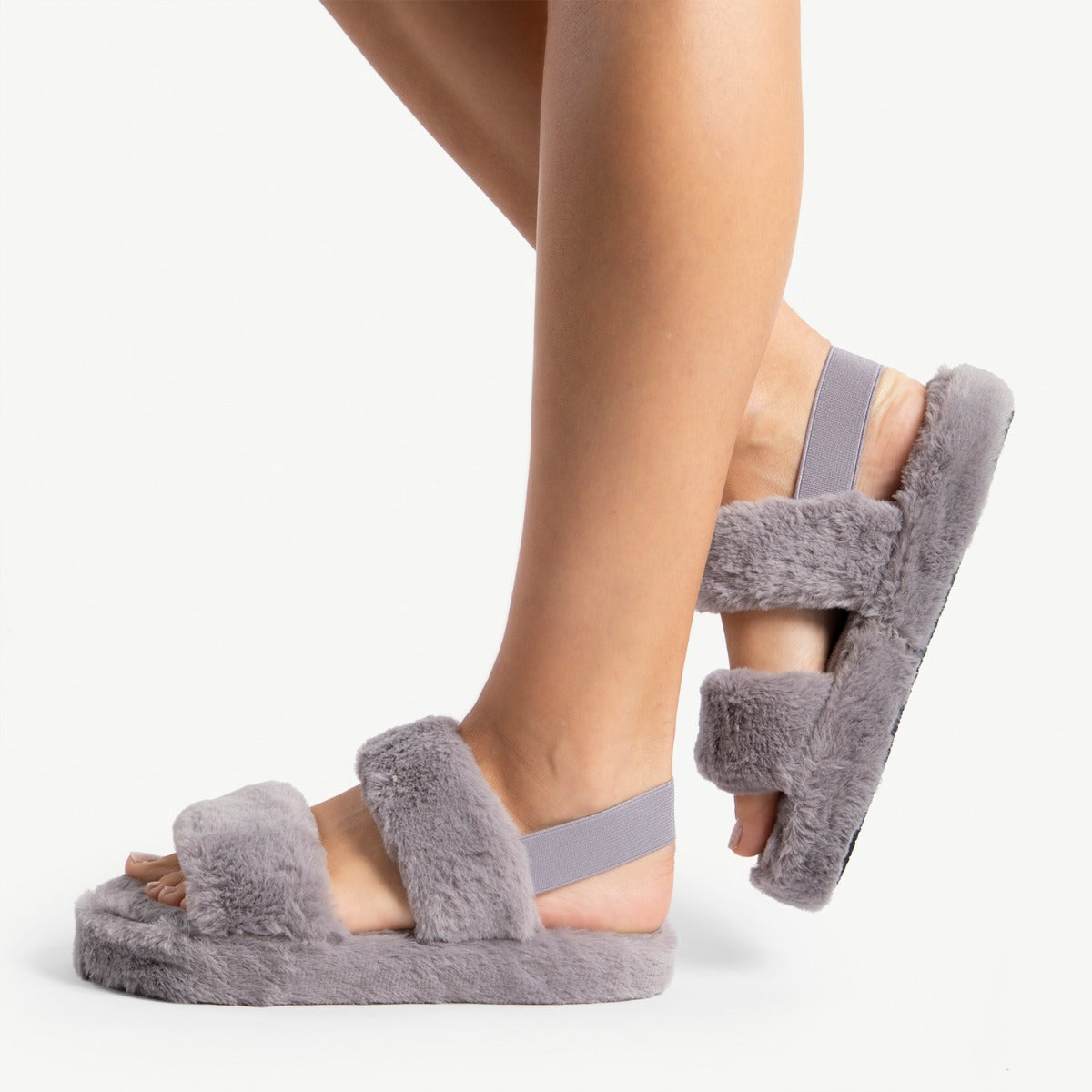 RAID Stripe Fur Slider in Grey