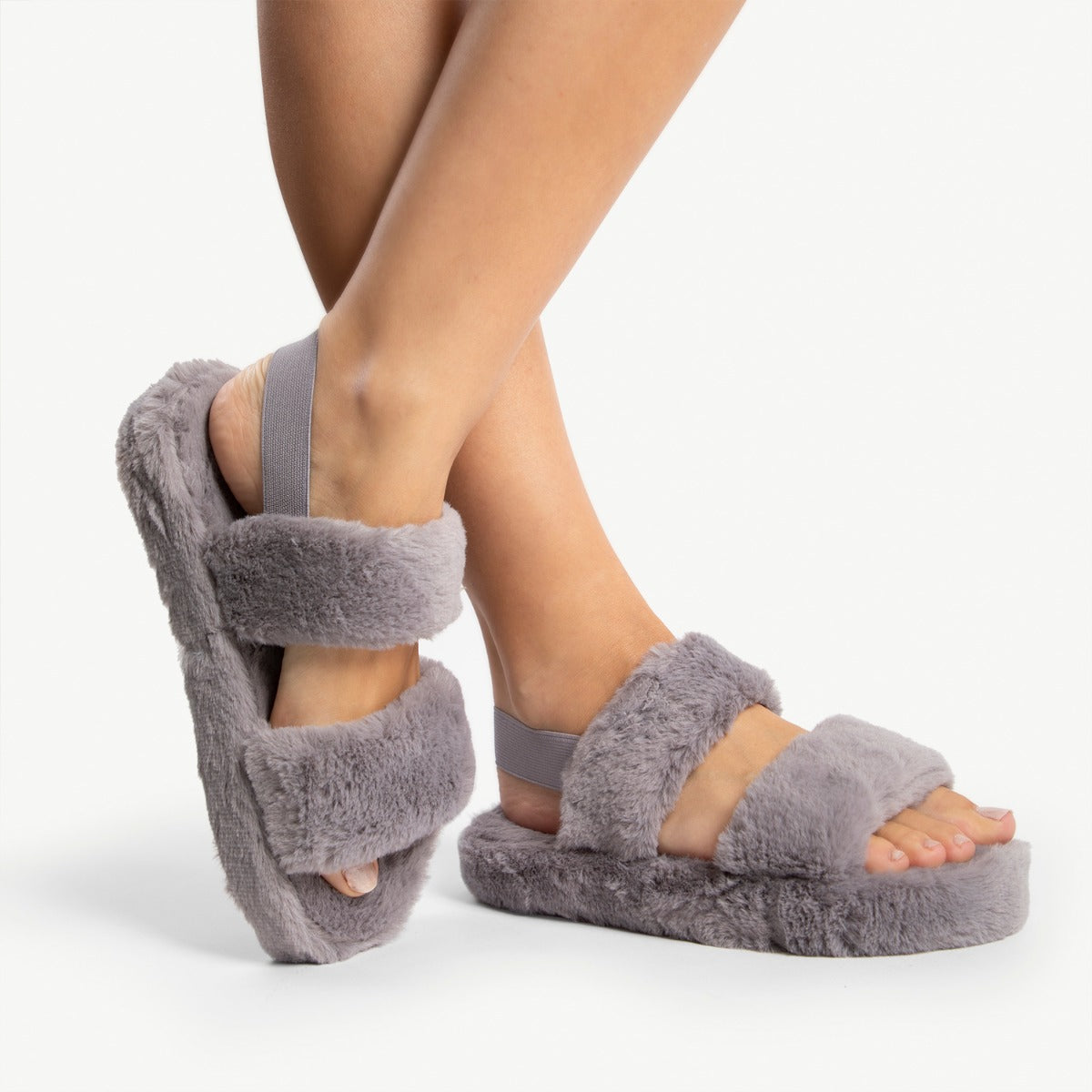RAID Stripe Fur Slider in Grey