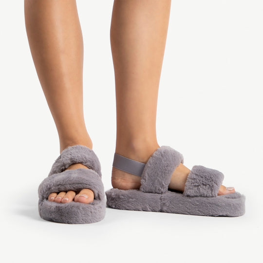 RAID Stripe Fur Slider in Grey