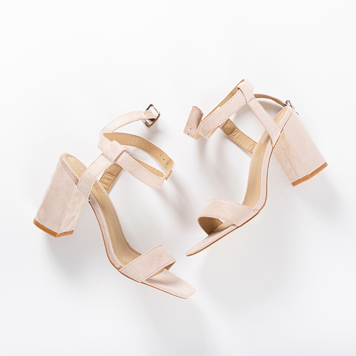 RAID Wink Square Toe Heeled Sandal in Nude