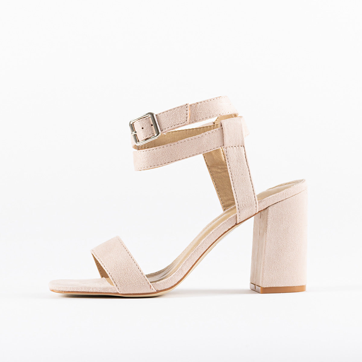RAID Wink Square Toe Heeled Sandal in Nude