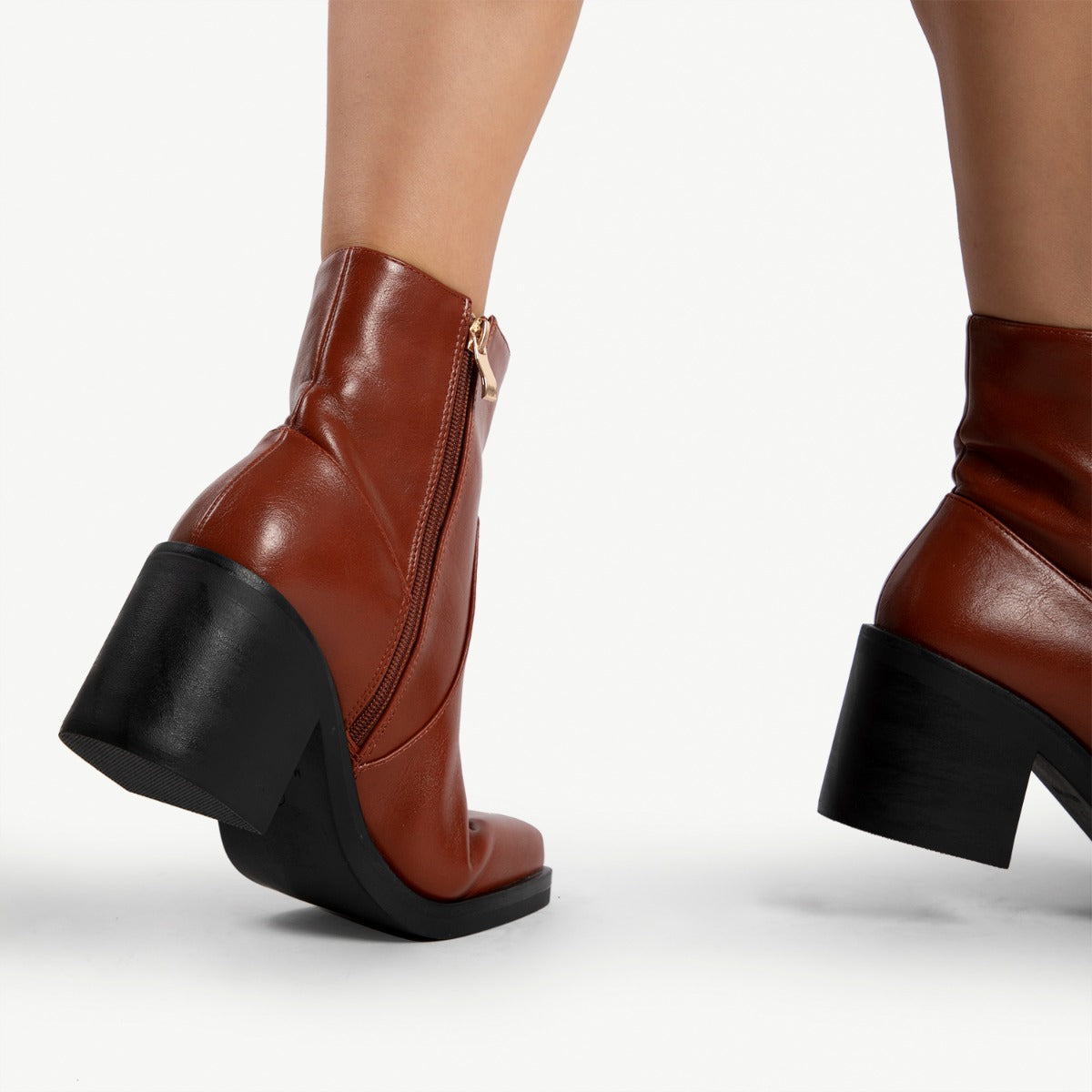 RAID Zerrin Block Heeled Ankle Boot in Tan
