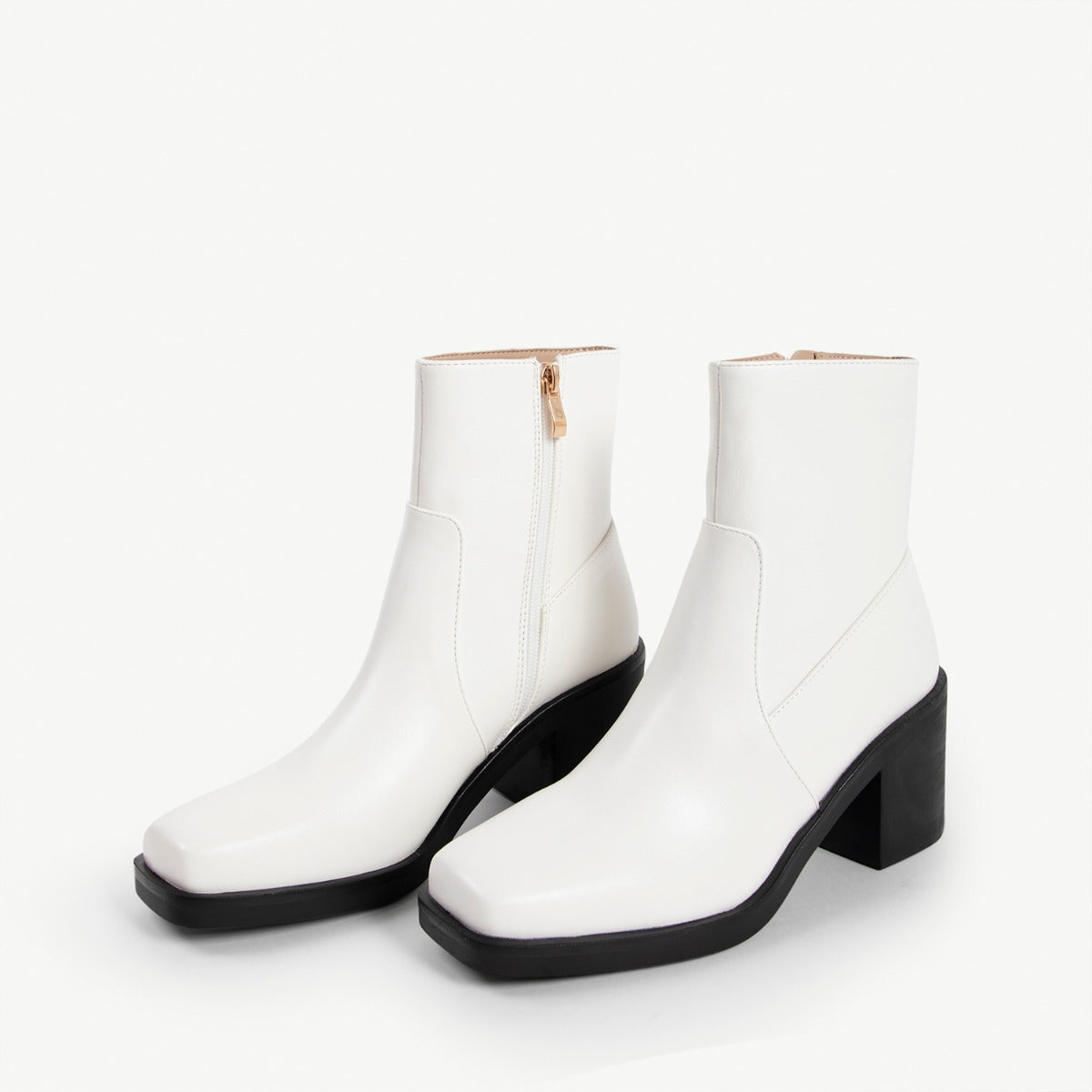 RAID Zerrin Block Heeled Ankle Boot in White