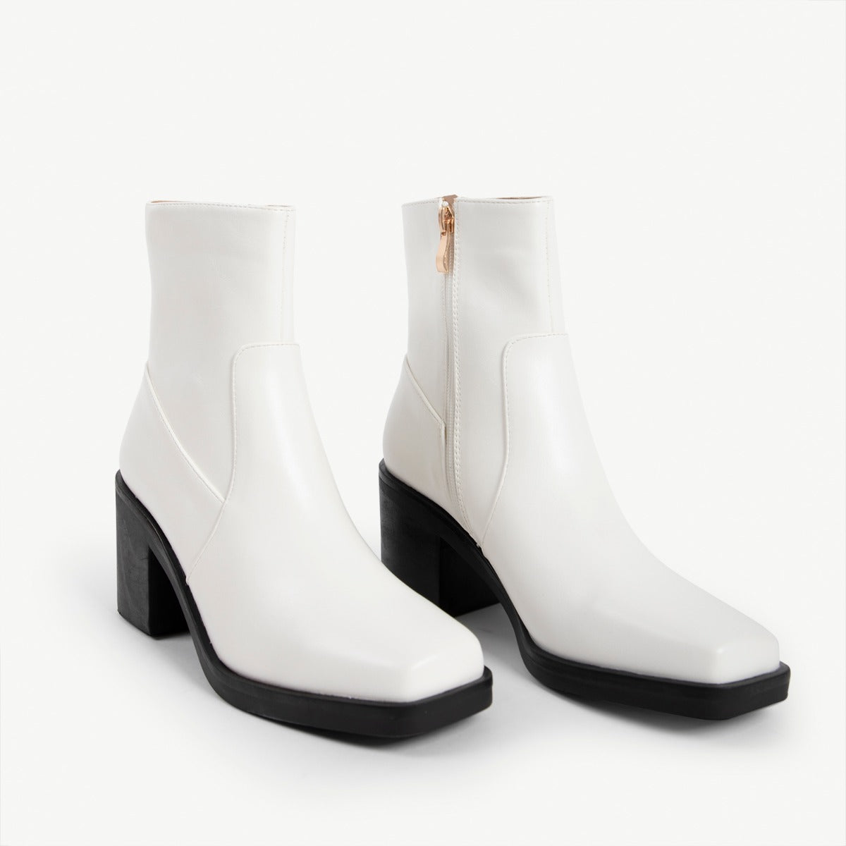 RAID Zerrin Block Heeled Ankle Boot in White
