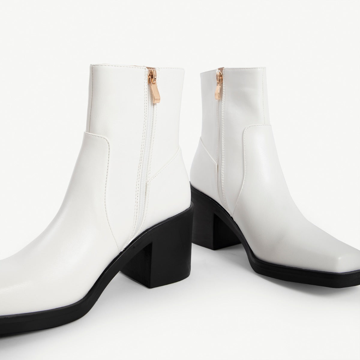 RAID Zerrin Block Heeled Ankle Boot in White