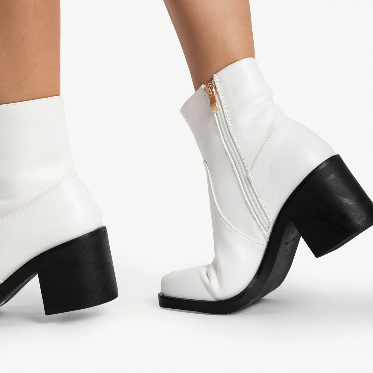 RAID Zerrin Block Heeled Ankle Boot in White